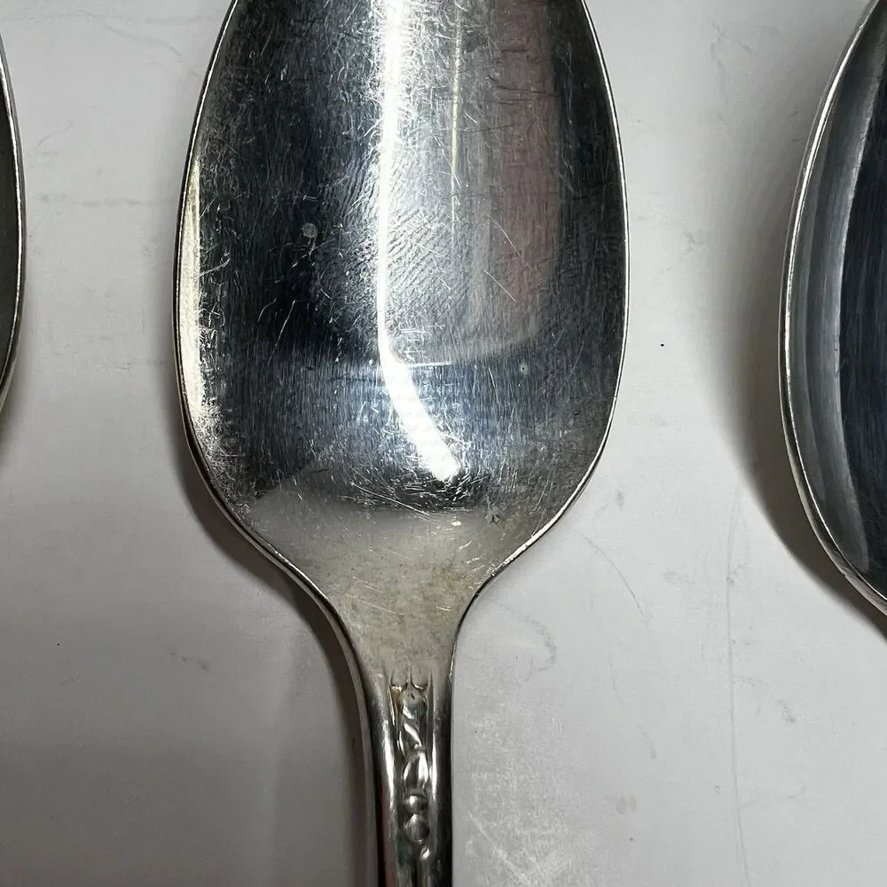 Vintage Wm Rogers Mfg Co PRISCILLA LADY ANN Fruit Silverplate Teaspoons Set of 4